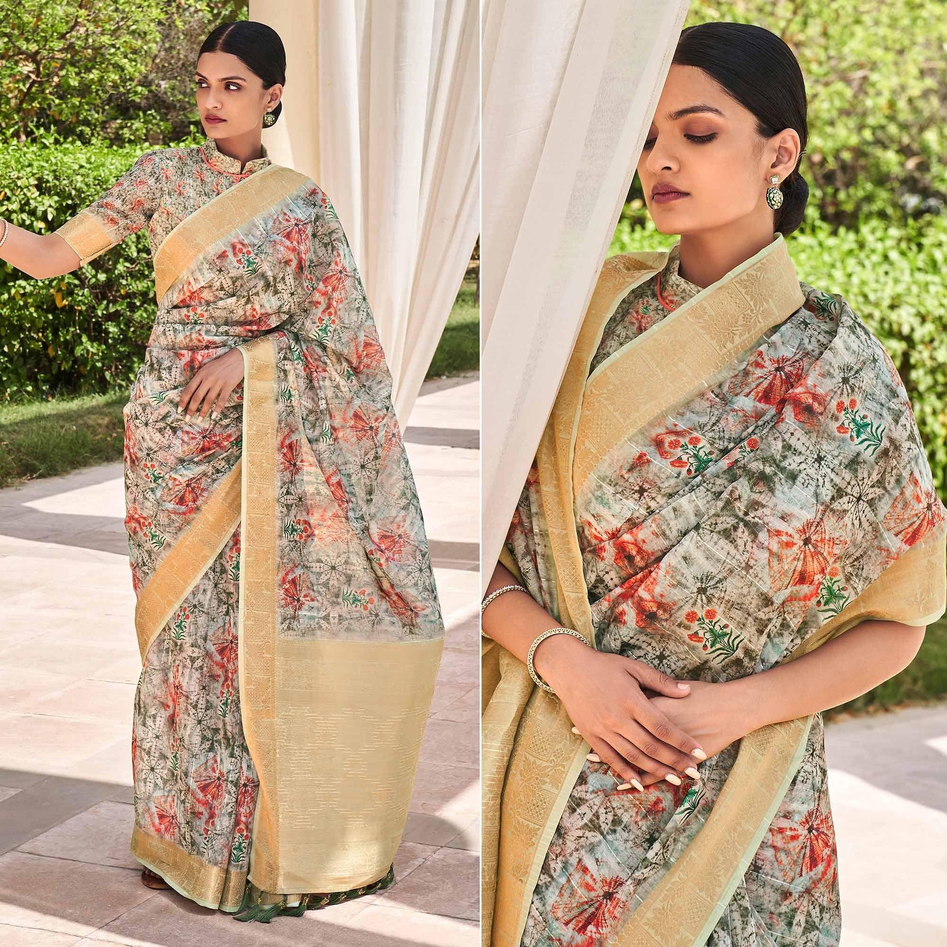 green-floral-digital-printed-with-sequence-linen-saree-144966
