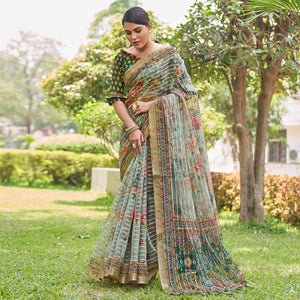 green-floral-digital-printed-with-sequence-linen-saree-1