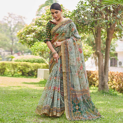 green-floral-digital-printed-with-sequence-linen-saree-1