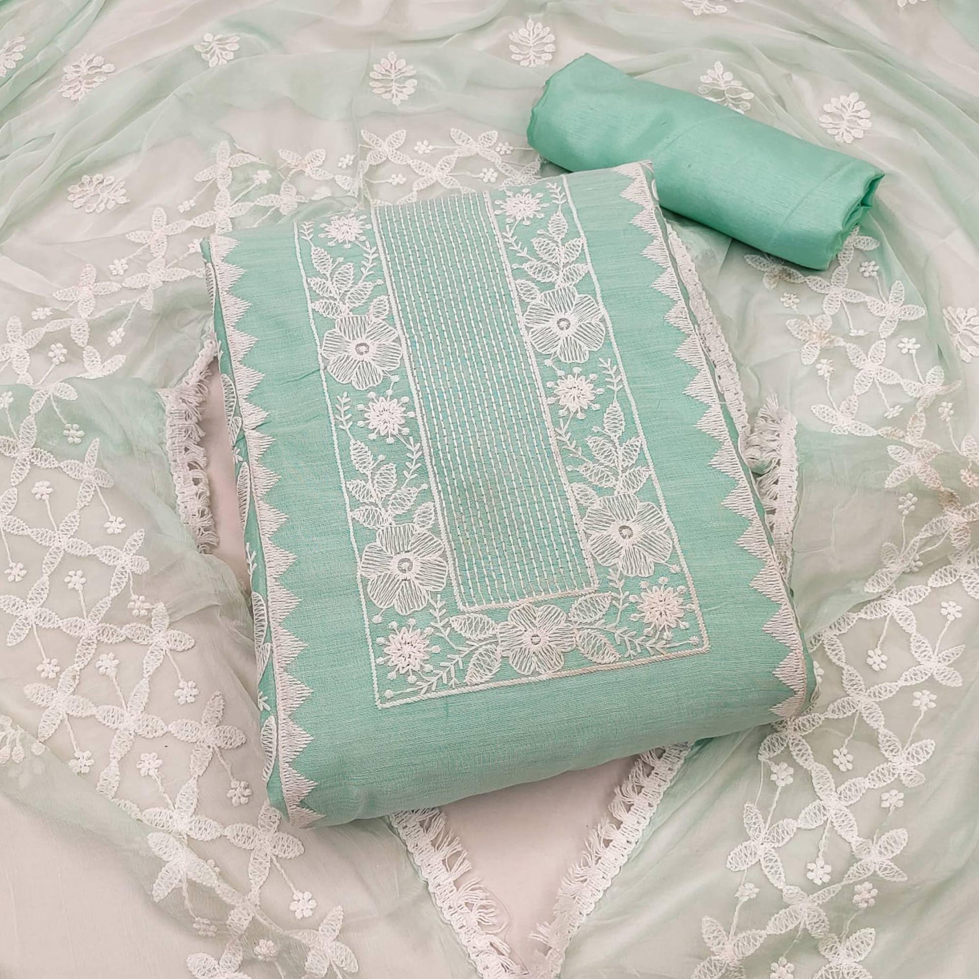green-floral-embroidered-chanderi-dress-material