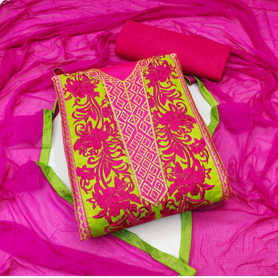 green-floral-embroidered-chanderi-dress-material-145261