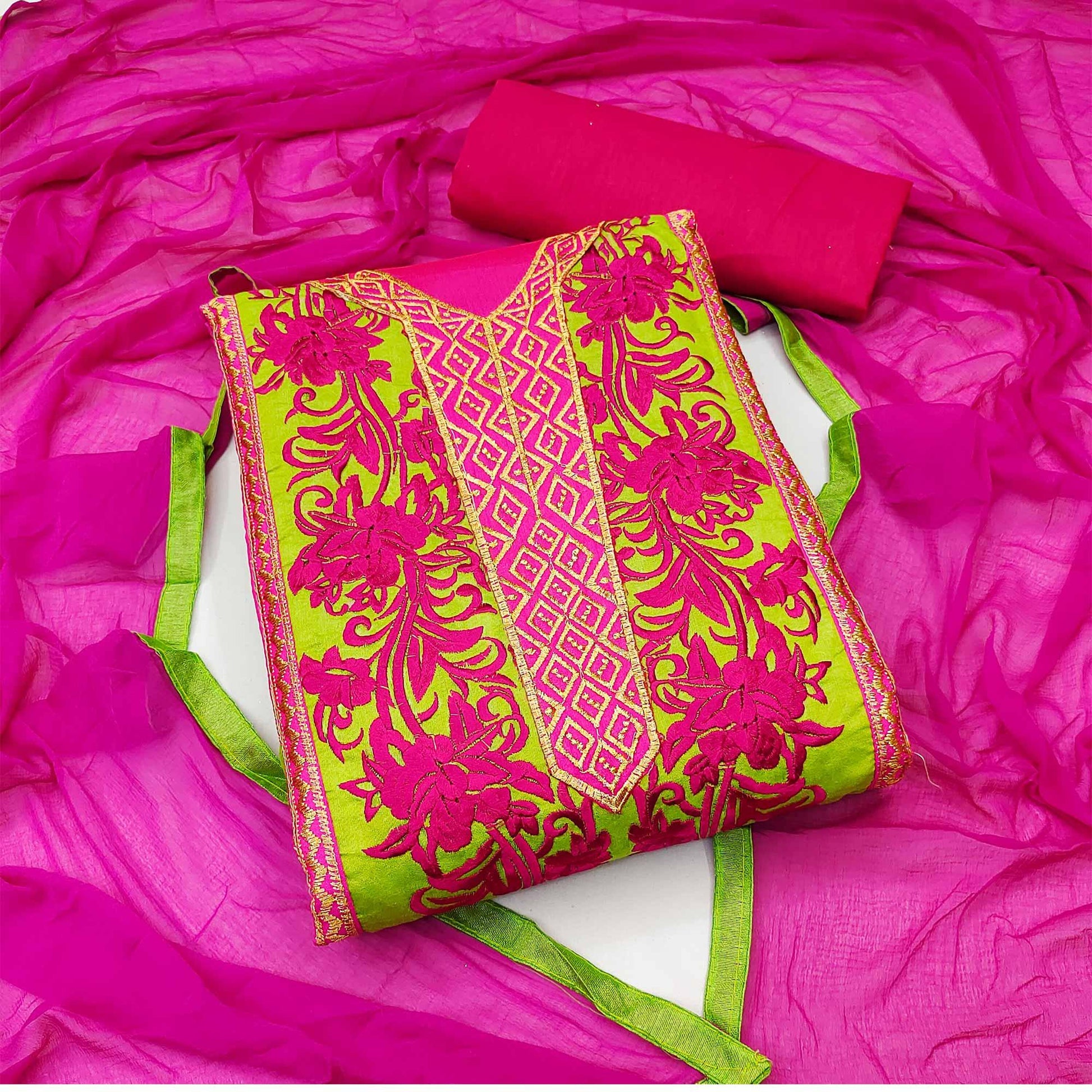 green-floral-embroidered-chanderi-dress-material-145261