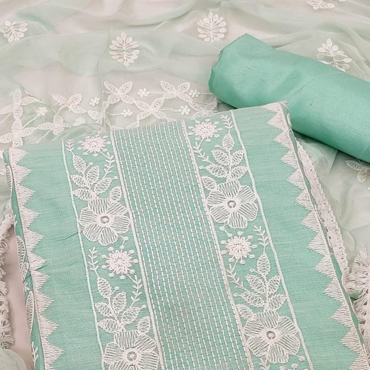 green-floral-embroidered-chanderi-dress-material