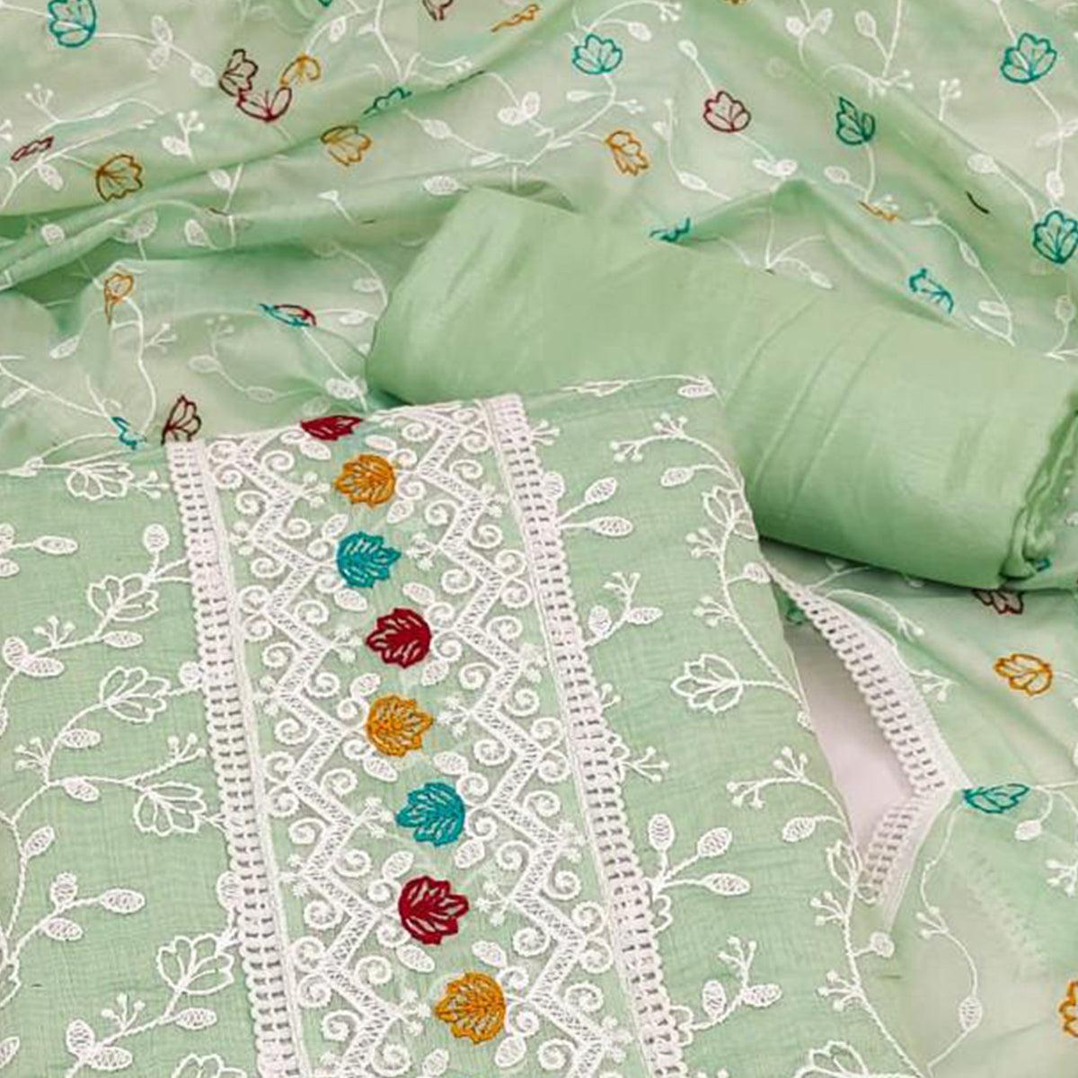 green-floral-embroidered-chanderi-dress-material-145092