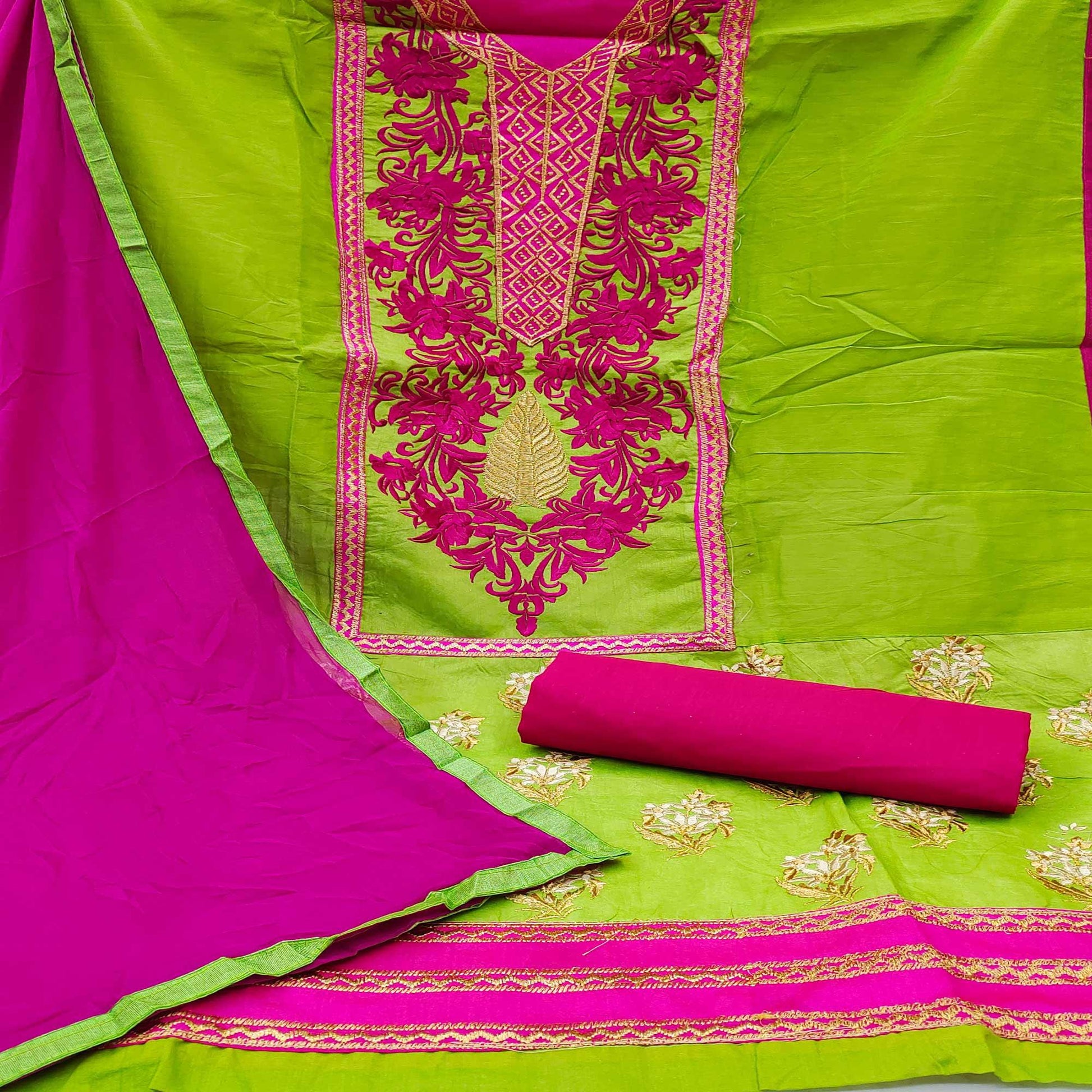 green-floral-embroidered-chanderi-dress-material-145261