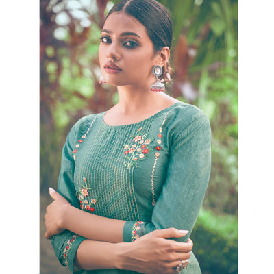 green-partywear-embroidered-chiffon-kurti-pant-set-with-dupatta-138461