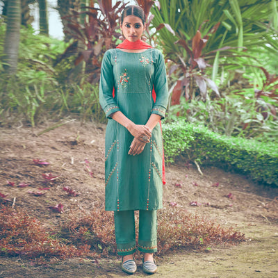 green-partywear-embroidered-chiffon-kurti-pant-set-with-dupatta-138461