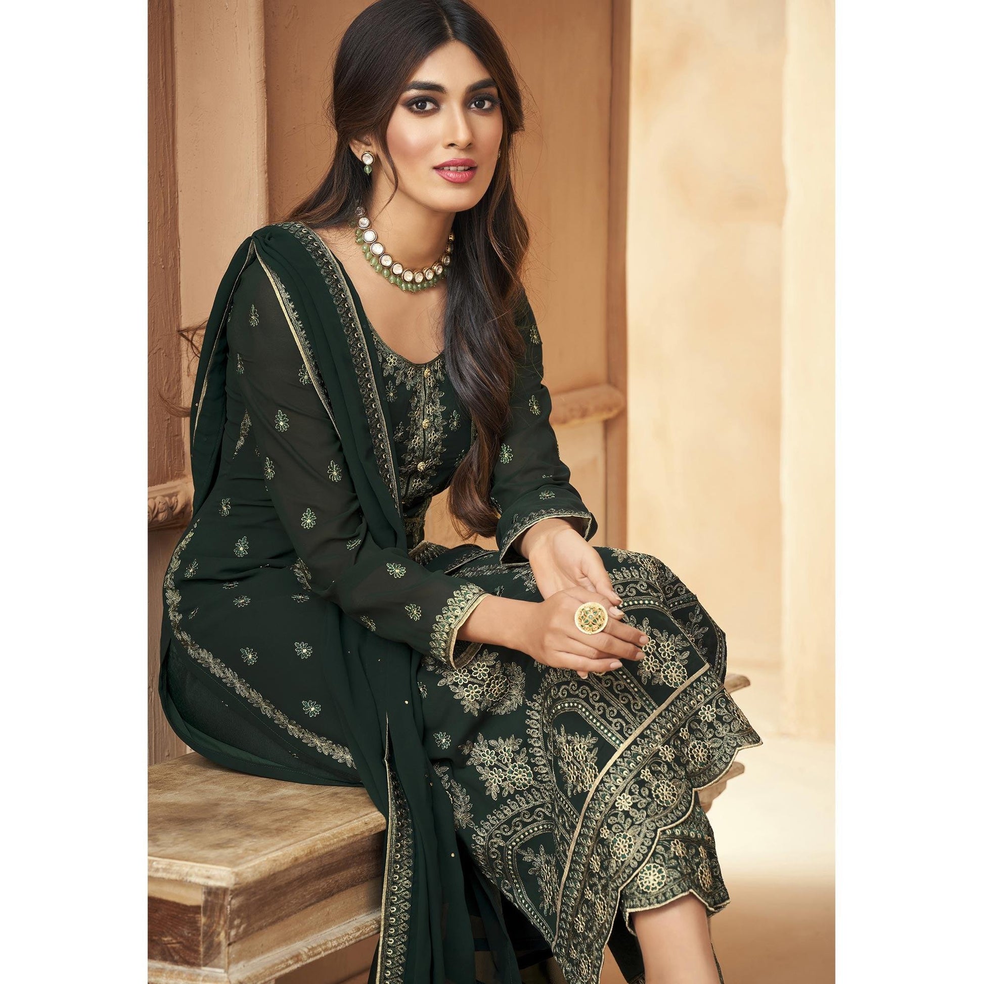 green-floral-embroidered-georgette-pakistani-suit