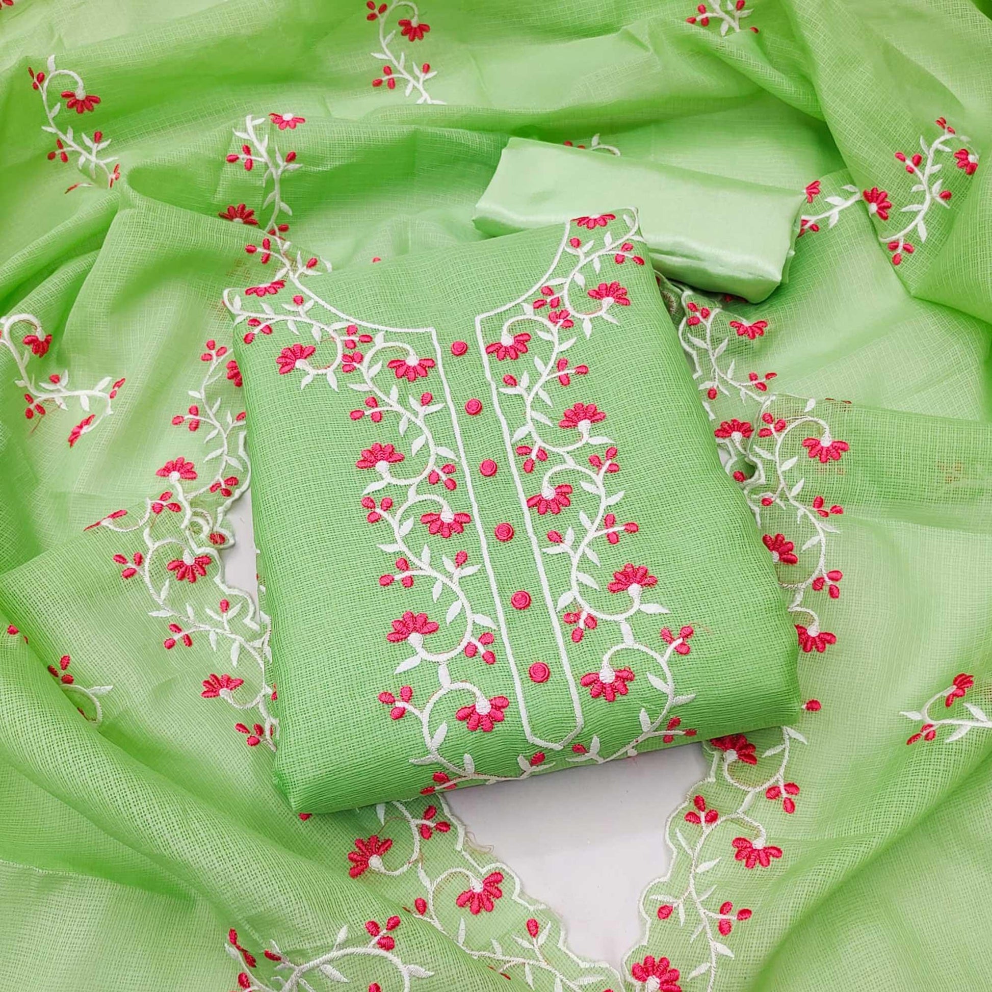 green-floral-embroidered-kota-doria-dress-material