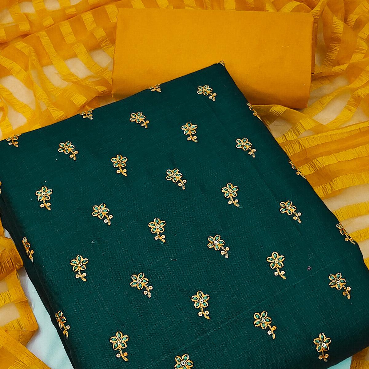 green-casual-wear-floral-embroidered-cotton-dress-material-138680