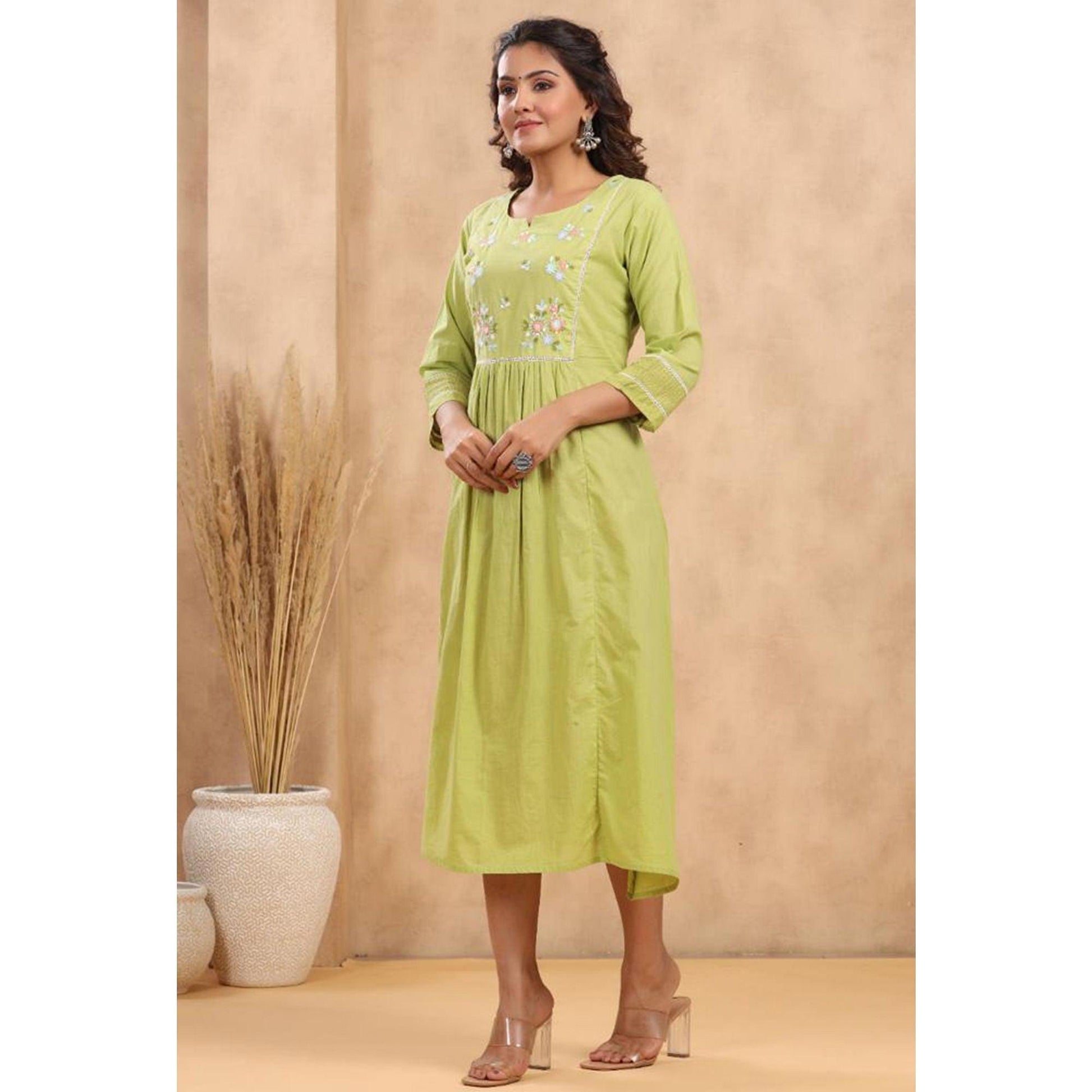 green-casual-wear-embroidered-pure-cotton-dress-141968
