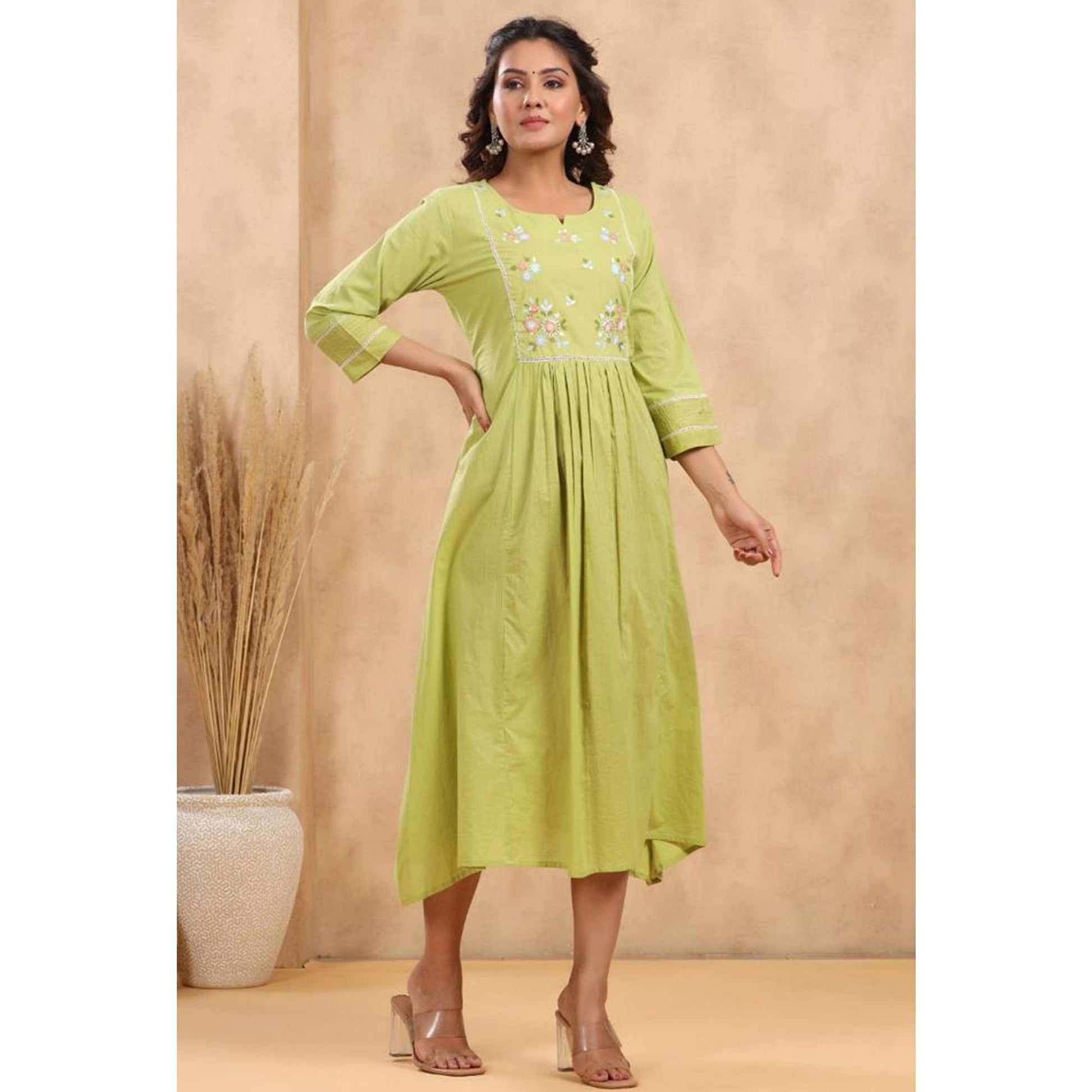 green-casual-wear-embroidered-pure-cotton-dress-141968