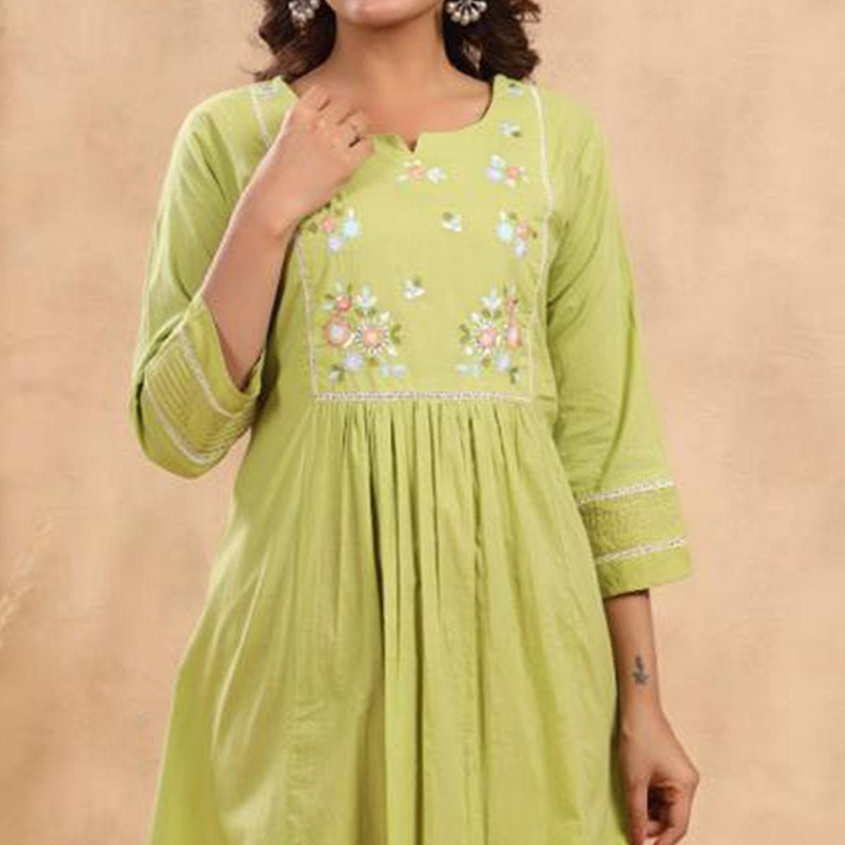 green-casual-wear-embroidered-pure-cotton-dress-141968