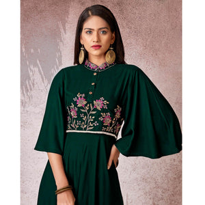 green-floral-embroidered-rayon-gown