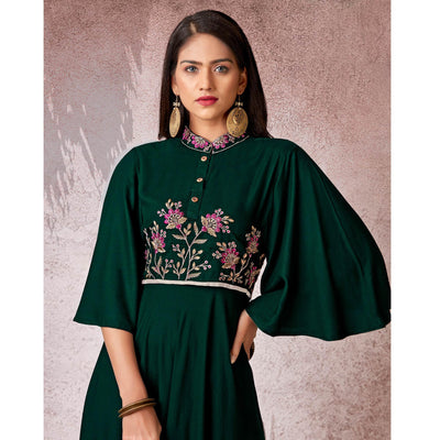 green-floral-embroidered-rayon-gown