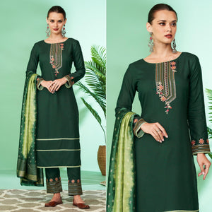 green-floral-embroidered-rayon-kurti-pant-set-145323
