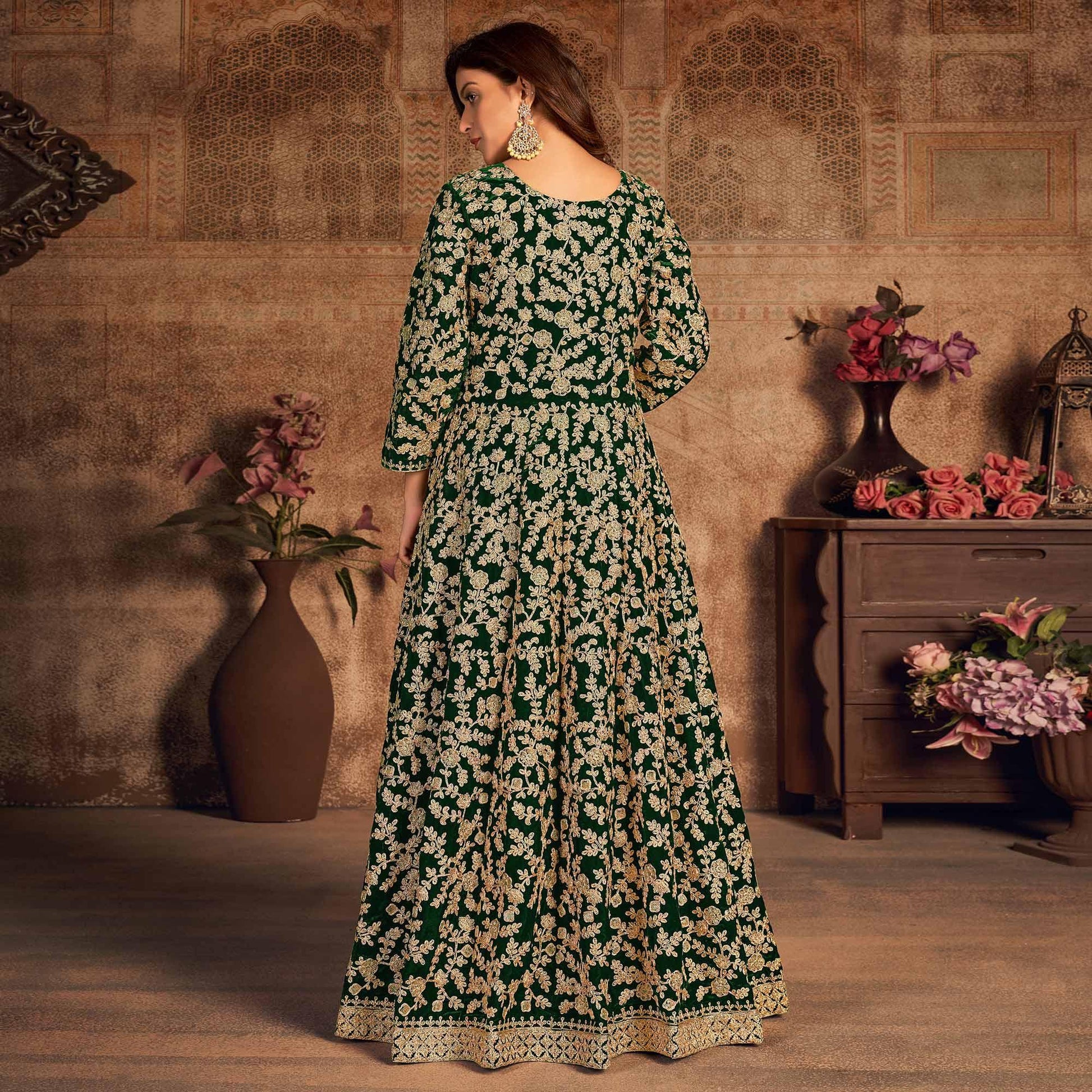 green-partywear-floral-embroidered-velvet-anarkali-suit-137260