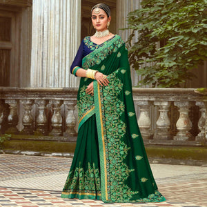 green-floral-embroidered-vichitra-silk-saree