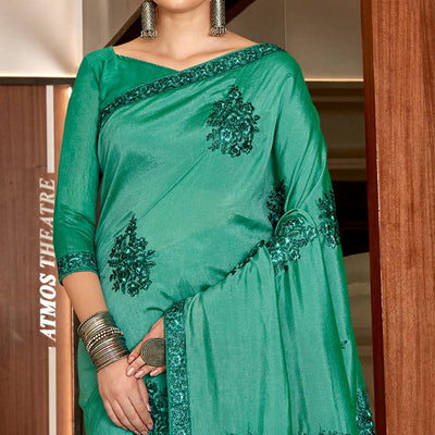 green-floral-embroidered-vichitra-silk-saree-144800
