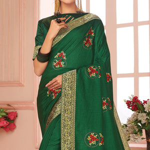 green-floral-embroidered-vichitra-silk-saree-145547