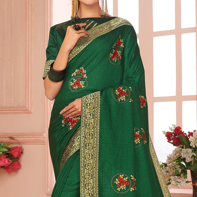 green-floral-embroidered-vichitra-silk-saree-145547