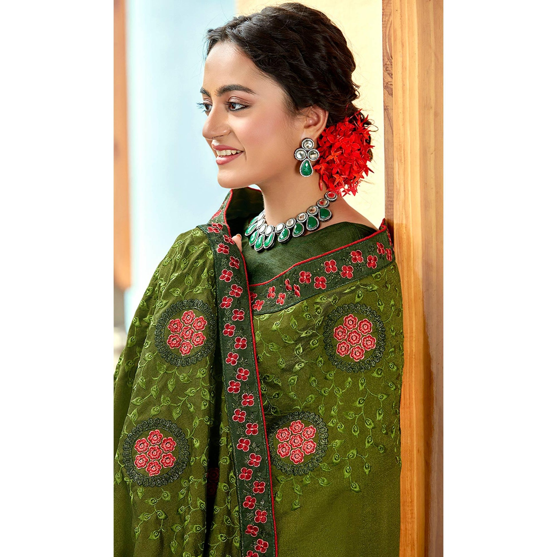 green-floral-embroidered-vichitra-silk-saree-1
