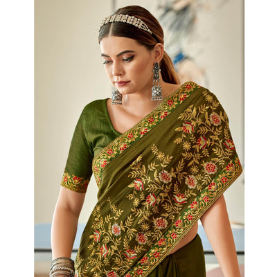 green-floral-embroidered-vichitra-silk-saree-144802