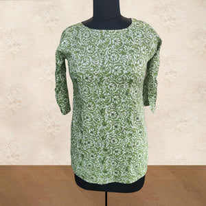 green-floral-foil-printed-rayon-top