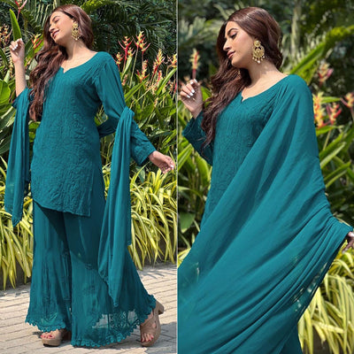 green-floral-lucknowi-embroidered-georgette-sharara-suit