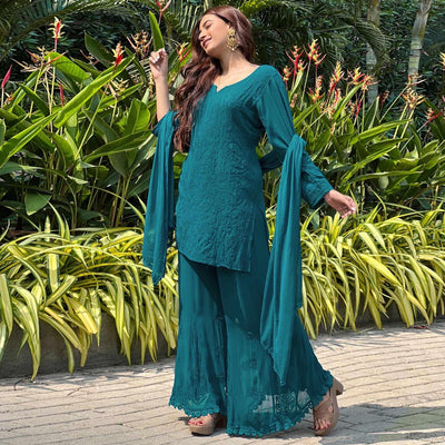 green-floral-lucknowi-embroidered-georgette-sharara-suit