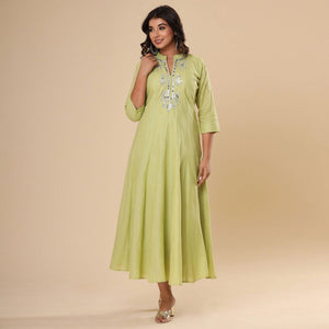 green-floral-mirror-work-pure-cotton-gown
