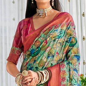green-floral-printed-art-silk-saree-144405