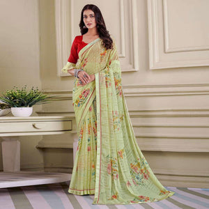 green-floral-printed-brasso-saree-143725