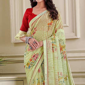 green-floral-printed-brasso-saree-143725