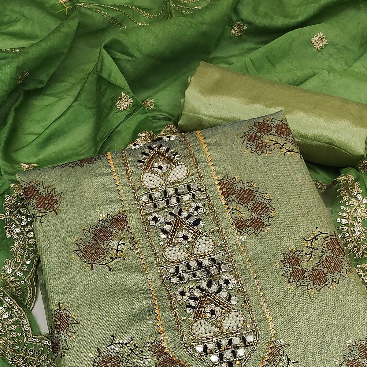 green-floral-printed-chanderi-dress-material-142942