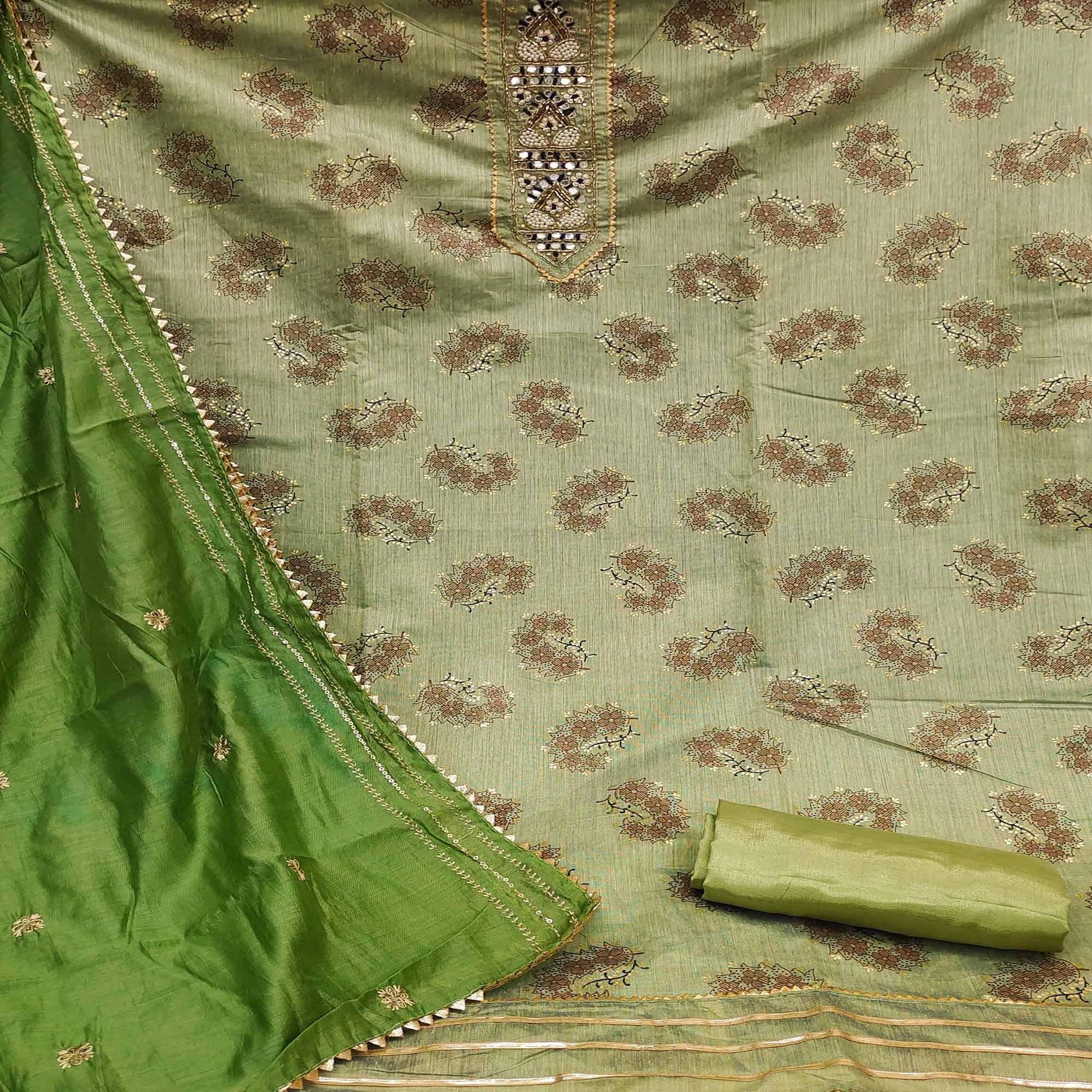 green-floral-printed-chanderi-dress-material-142942