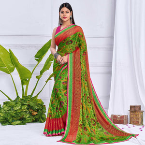 green-floral-printed-chiffon-saree-144343