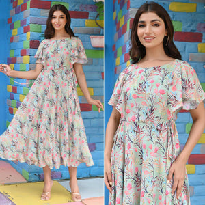 green-floral-printed-georgette-dress