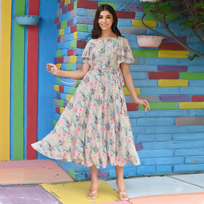 green-floral-printed-georgette-dress
