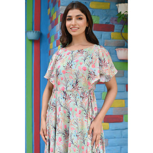 green-floral-printed-georgette-dress