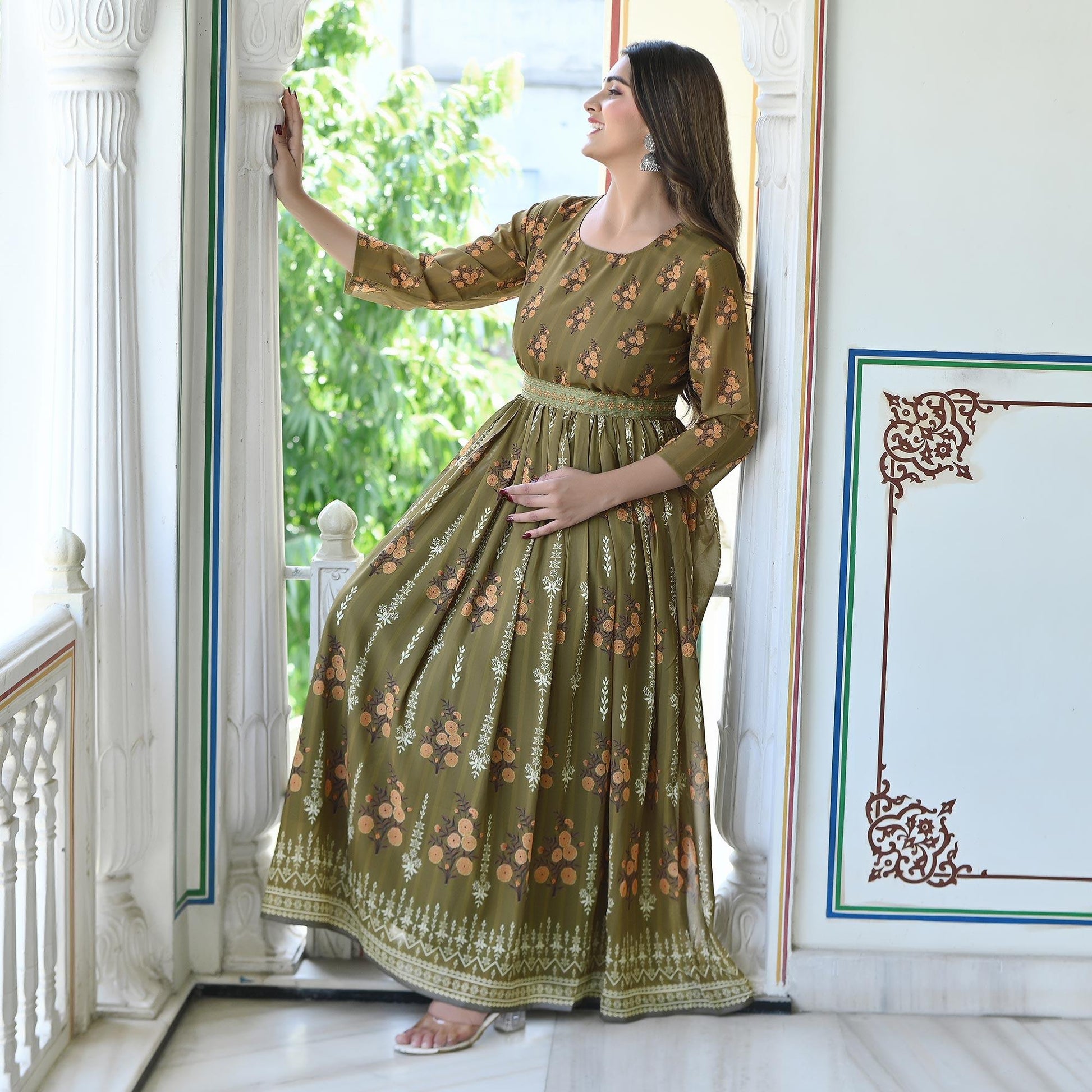 green-floral-printed-georgette-gown