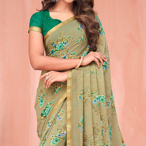 green-floral-printed-georgette-saree-2