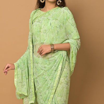 green-floral-printed-georgette-saree-145573