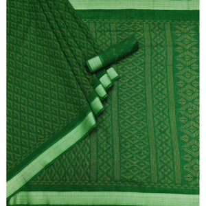 green-floral-printed-linen-saree-145007