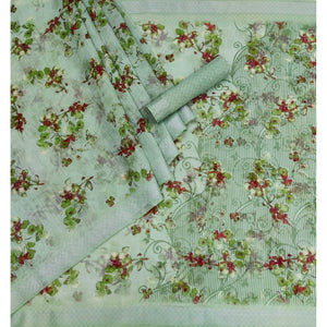 green-floral-printed-linen-saree-145015