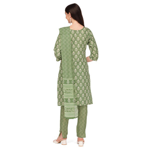 green-floral-printed-poly-cotton-kurti-pant-set-with-dupatta