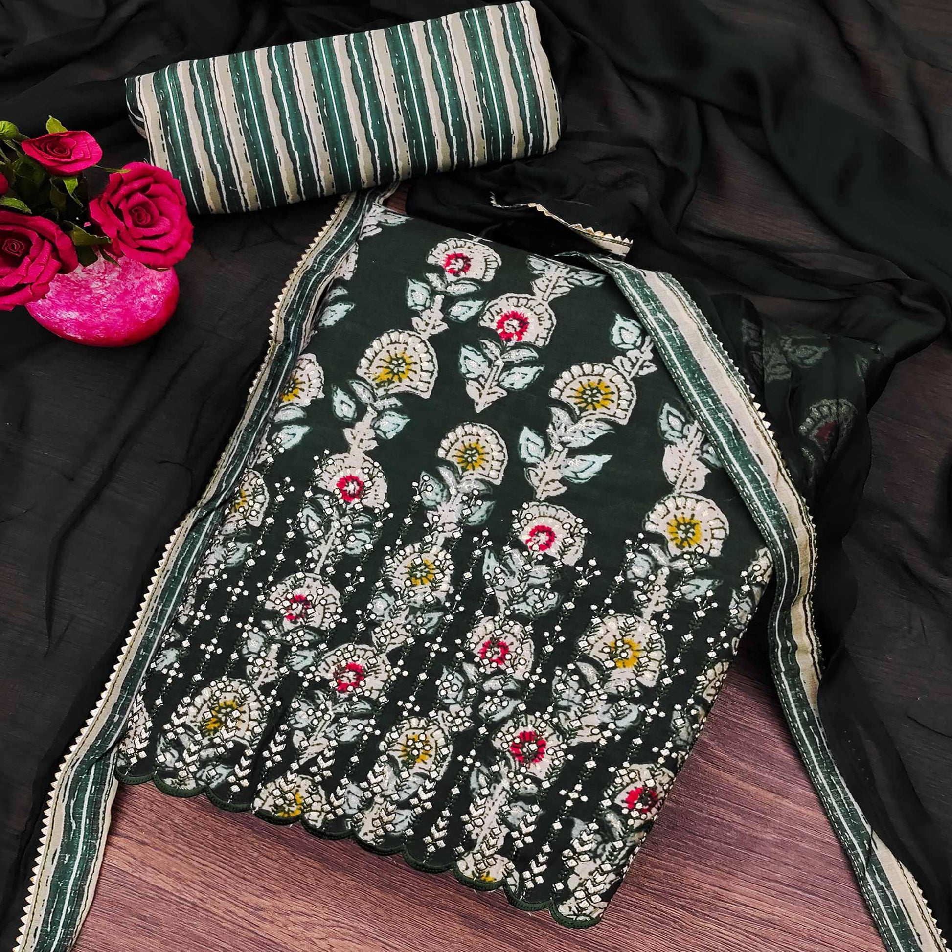 green-floral-printed-pure-cotton-dress-material