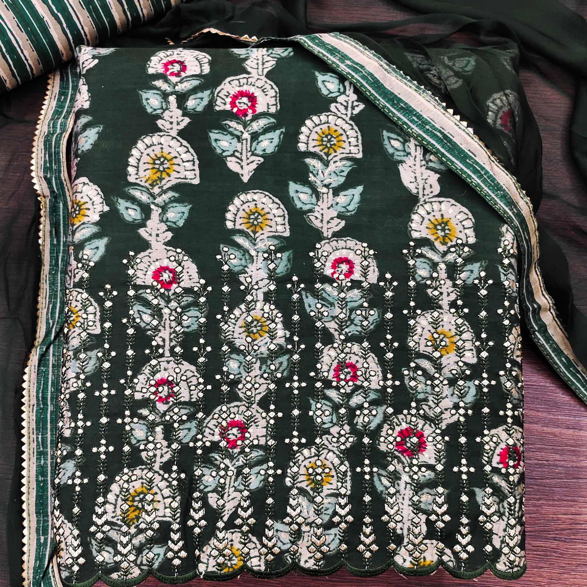 green-floral-printed-pure-cotton-dress-material