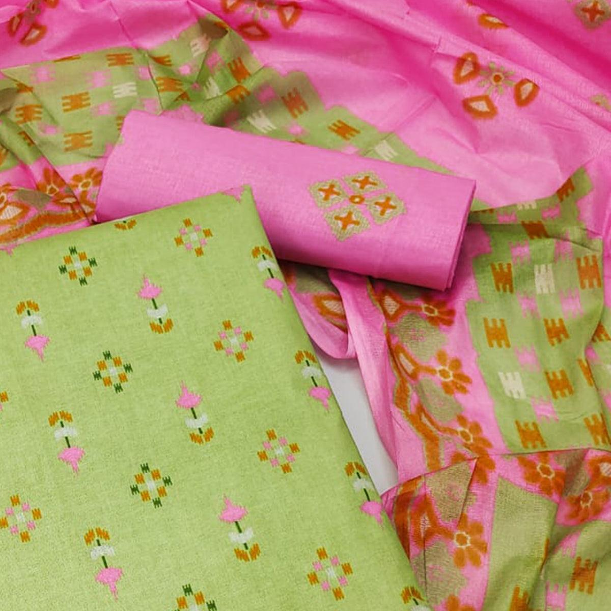 green-floral-printed-cotton-blend-dress-material