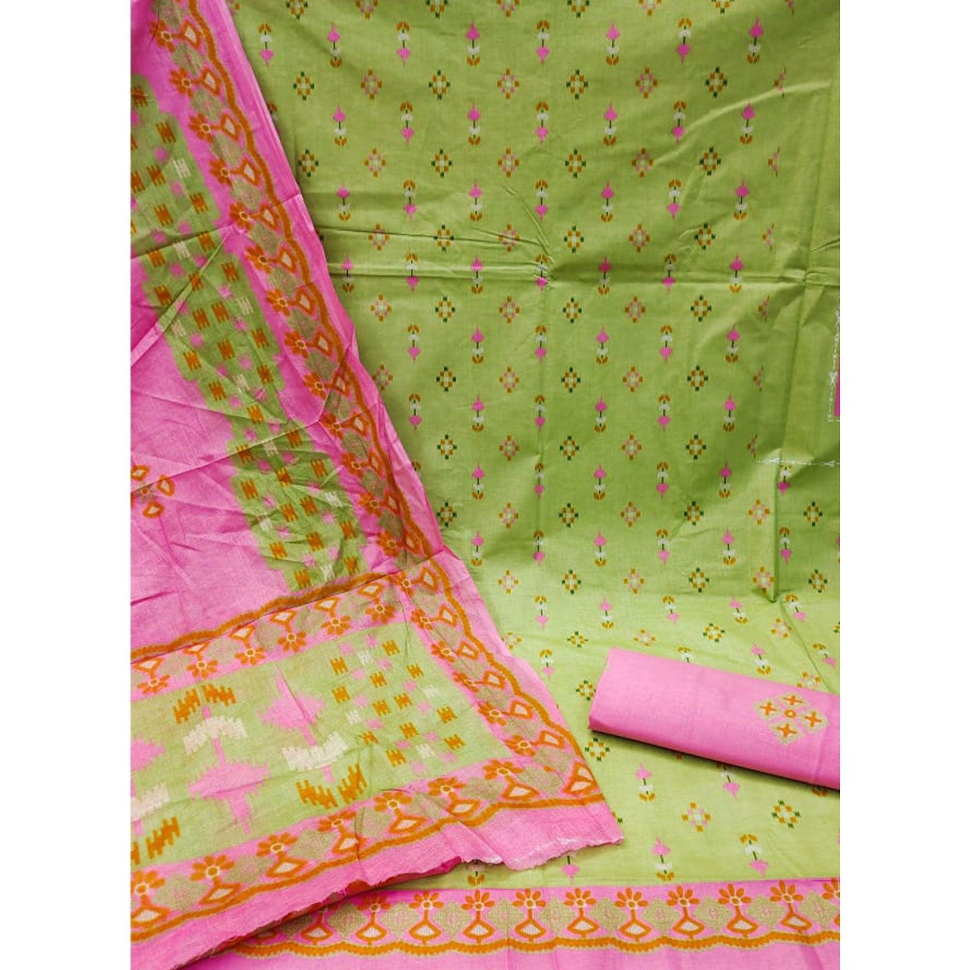 green-floral-printed-cotton-blend-dress-material